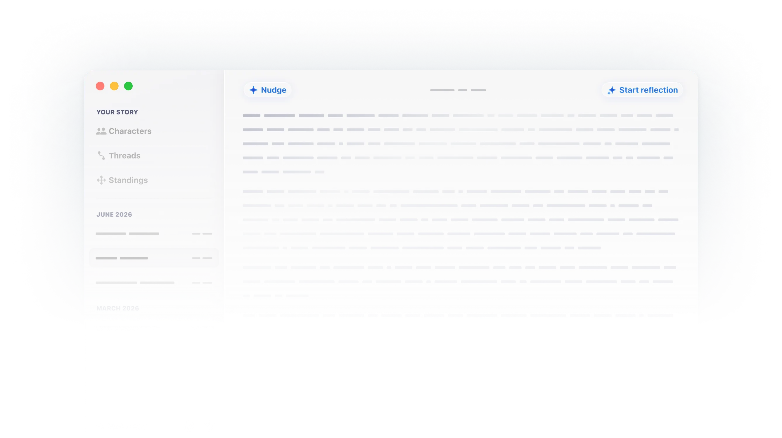 A Lodestone journal entry open on macOS, faded