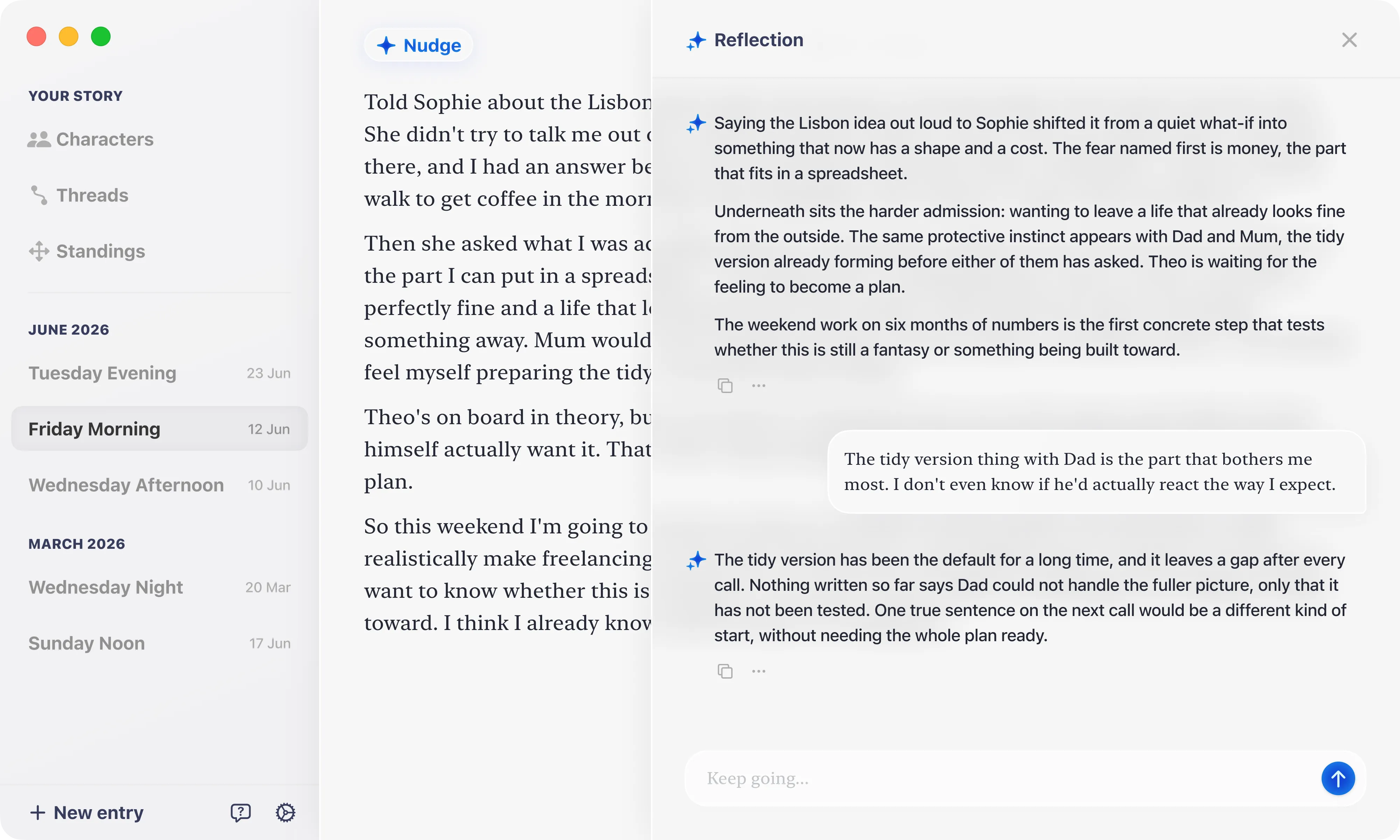 A Lodestone journal entry open on macOS
